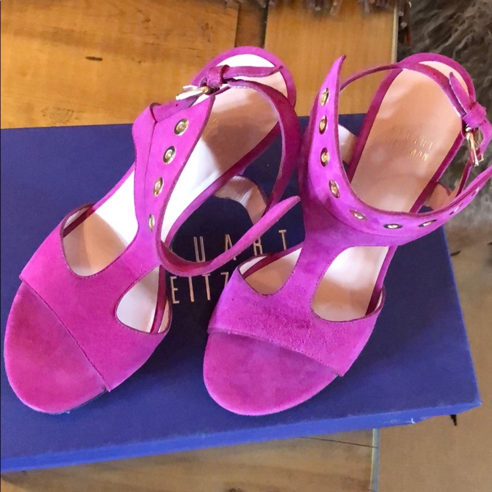 Stuart Weitzman “French Cuff” Fuchsia Sandal - Picture 5 of 8